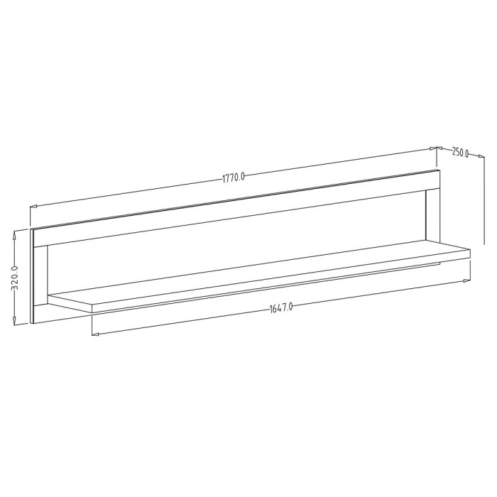 Étagère murale 180cm coloris frêne blanc. Collection ASSIA.