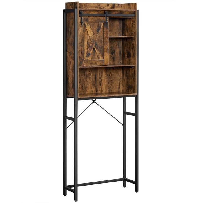 Meuble pour WC, machine à laver style industriel coloris chêne foncé et noir collection TALKE