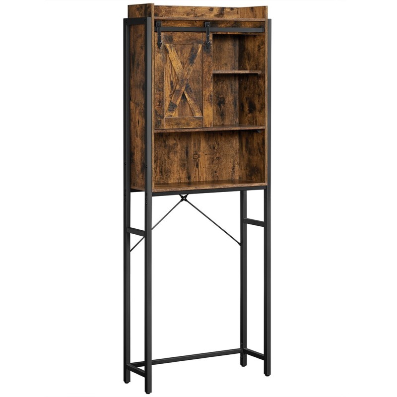 Meuble pour WC, machine à laver style industriel coloris chêne foncé et noir collection TALKE