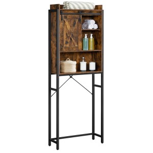 Meuble pour WC, machine à laver style industriel coloris chêne foncé et noir collection TALKE