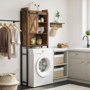 Meuble pour WC, machine à laver style industriel coloris chêne foncé et noir collection TALKE