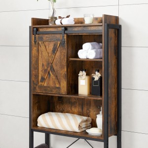 Meuble pour WC, machine à laver style industriel coloris chêne foncé et noir collection TALKE