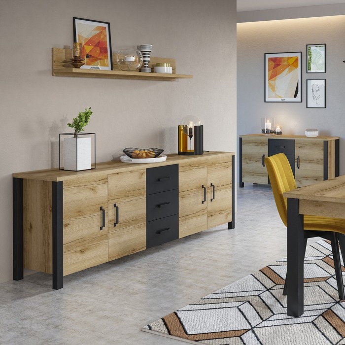 Etagère design 150cm collection DARWIN. Coloris chêne clair.