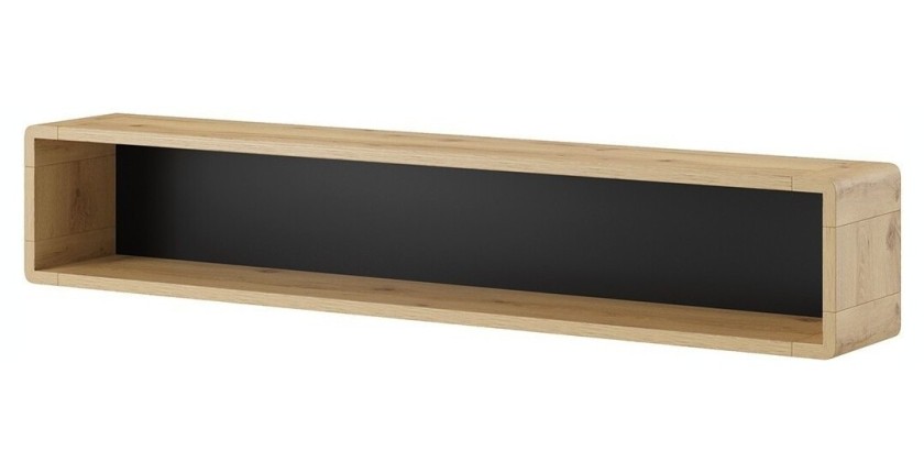 Etagère design 150cm collection VILLA. Coloris chêne et noir.