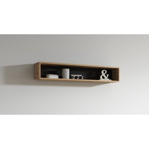 Etagère design 150cm collection VILLA. Coloris chêne et noir.