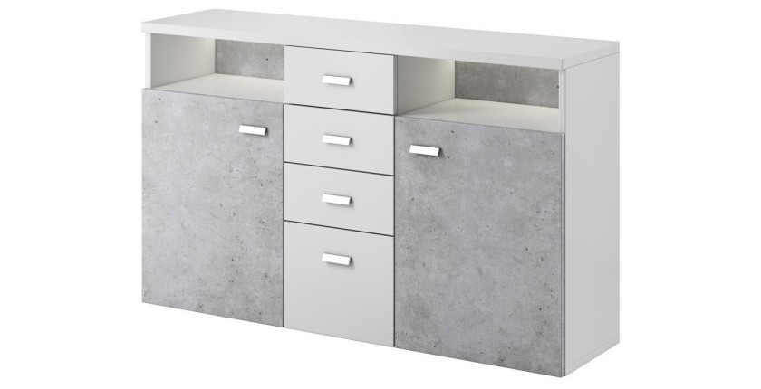 Buffet 140cm collection BERGAME. Coloris Gris et blanc. Style design