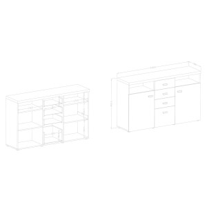 Buffet 140cm collection BERGAME. Coloris Gris et blanc. Style design