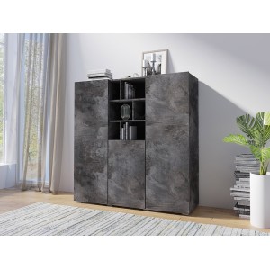 Buffet haut 130cm style design collection NARVA. Coloris ardoise.