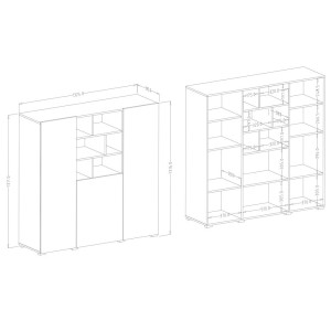 Buffet haut 130cm style design collection NARVA. Coloris ardoise.