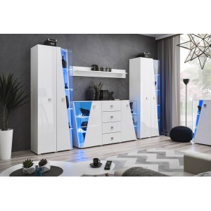 Buffet design 150cm collection SPIKE avec LED intégrées. Coloris blanc.