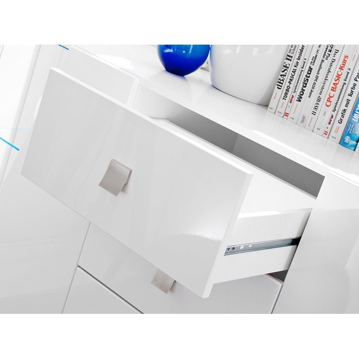 Buffet design 150cm collection SPIKE avec LED intégrées. Coloris blanc.