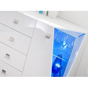 Buffet design 150cm collection SPIKE avec LED intégrées. Coloris blanc.