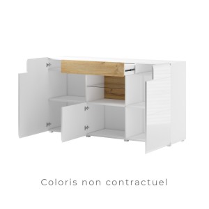 Buffet 160cm collection OHIO. Coloris gris anthracite et chêne. LED incluses