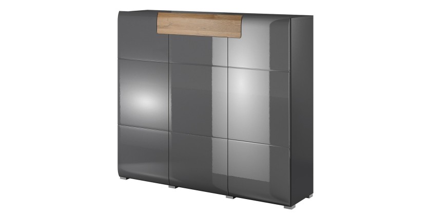 Buffet grand modèle collection OHIO. Coloris gris anthracite et chêne. Style design