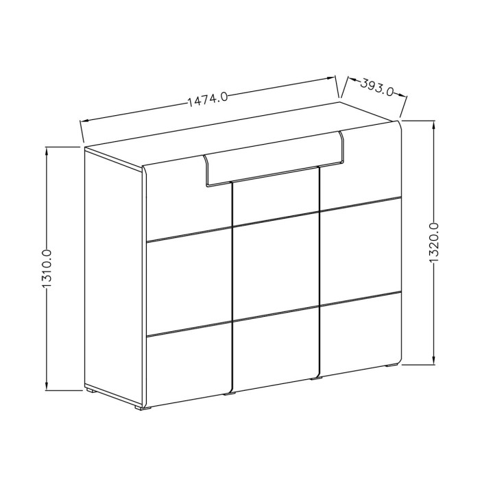 Buffet grand modèle collection OHIO. Coloris gris anthracite et chêne. Style design