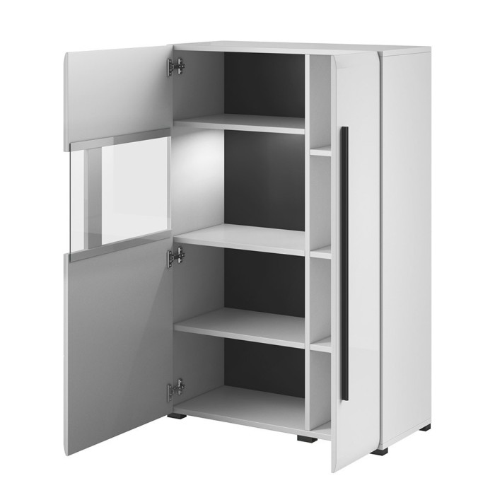 Ensemble complet pour salon collection BREDA. Coloris blanc mat et blanc brillant