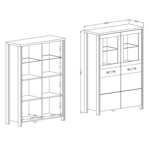 Ensemble 3 meubles de salon collection WINDSOR. Coloris gris anthracite et chêne foncé.