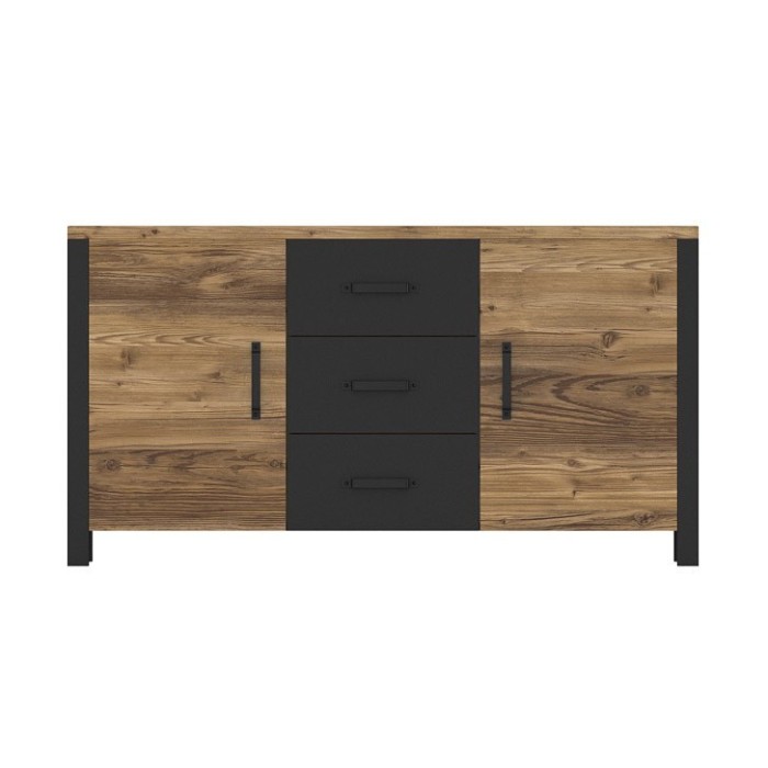 Ensemble 6 meubles de salon collection DARWIN. Couleur épicéa et noir.