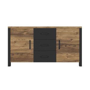 Ensemble 6 meubles de salon collection DARWIN. Couleur épicéa et noir.