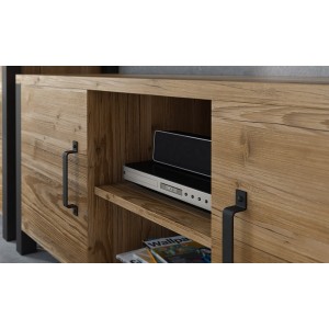 Ensemble 6 meubles de salon collection DARWIN. Couleur épicéa et noir.