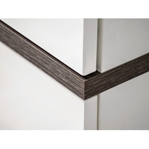 Ensemble 4 meubles de salon collection CRISS avec LEDS intégrés. Couleur blanche et finitions chêne.