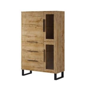 Ensemble 3 meubles de salon collection MILO. Coloris chêne. Style industriel