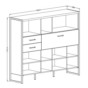 Ensemble de 4 meubles de salon style industriel collection ANAFI. Coloris épicéa et noir.