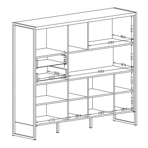 Ensemble de 4 meubles de salon style industriel collection ANAFI. Coloris épicéa et noir.