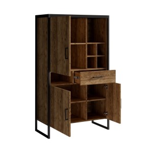 Ensemble de 4 meubles de salon style industriel collection ANAFI. Coloris épicéa et noir.