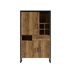 Ensemble de 4 meubles de salon style industriel collection ANAFI. Coloris épicéa et noir.