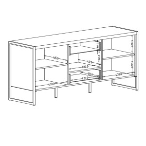 Ensemble de 4 meubles de salon style industriel collection ANAFI. Coloris épicéa et noir.