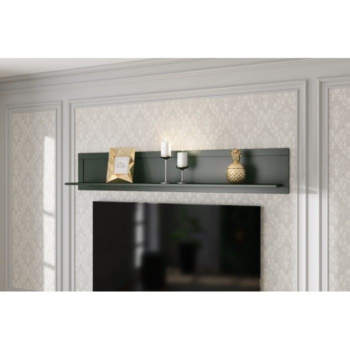 Ensemble de 5 meubles pour votre salon coloris vert et chêne. Collection ASSIA