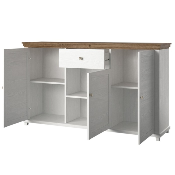 Ensemble de 6 meubles pour votre salon coloris frêne blanc et chêne. Collection ASSIA