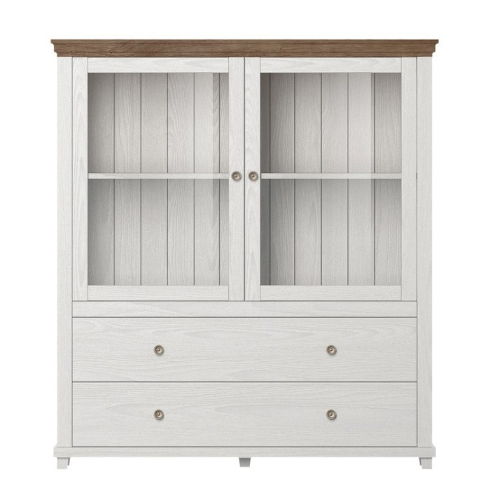 Ensemble de 6 meubles pour votre salon coloris frêne blanc et chêne. Collection ASSIA