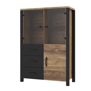 Ensemble de 3 meubles de salon collection DARWIN. Couleur épicéa et noir.