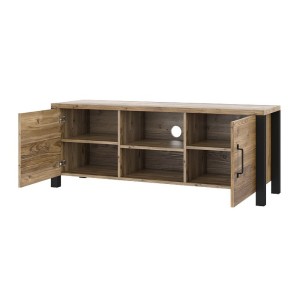 Ensemble de 3 meubles de salon collection DARWIN. Couleur épicéa et noir.