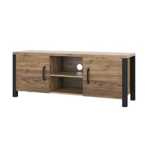 Ensemble de 3 meubles de salon collection DARWIN. Couleur épicéa et noir.