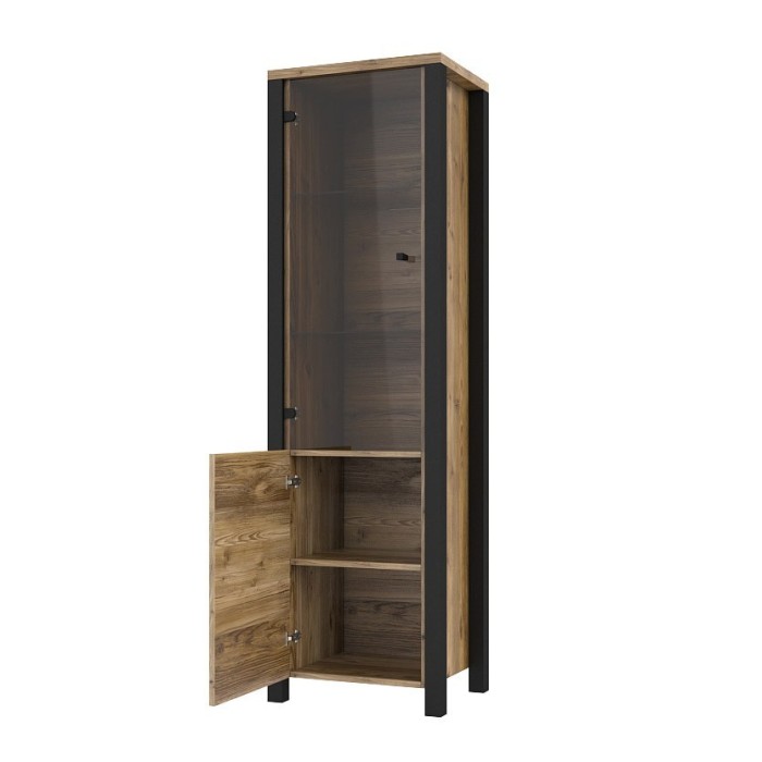 Ensemble de 3 meubles de salon collection DARWIN. Couleur épicéa et noir.