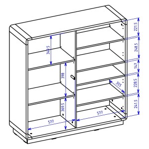 Ensemble de 5 meubles de salon collection VILLA. Couleur chêne et noir mat.