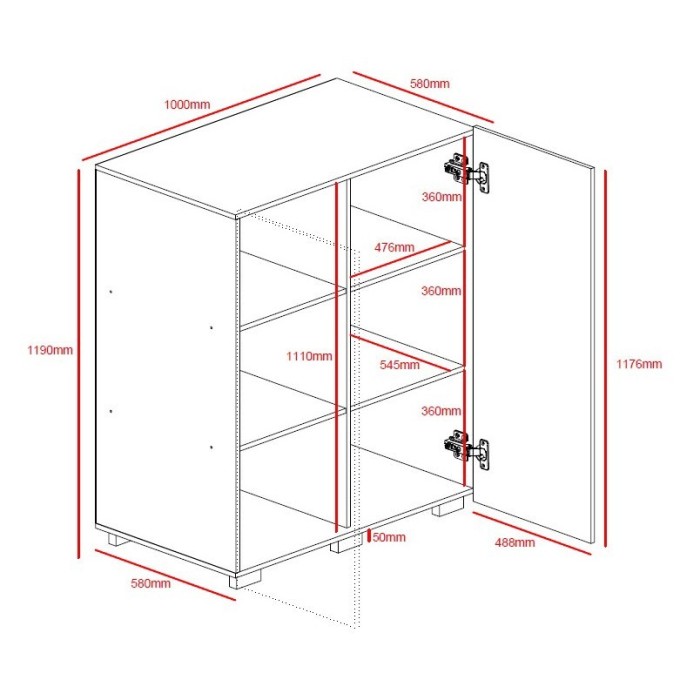Rangement double portes collection TINY - 100x120cm - Coloris blanc
