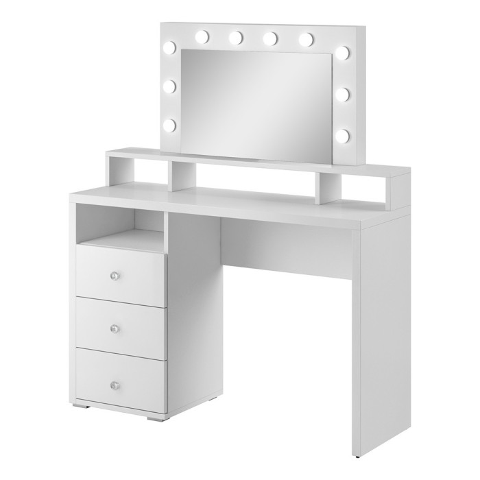 Coiffeuse design avec éclairage intégré collection VERSAILLE coloris blanc finitions brillantes