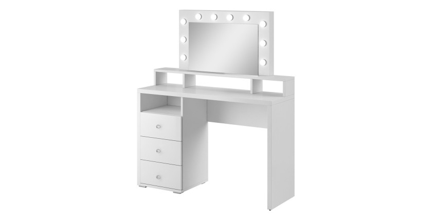 Coiffeuse design avec éclairage intégré collection VERSAILLE coloris blanc finitions brillantes