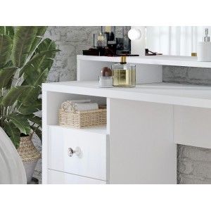 Coiffeuse design avec éclairage intégré collection VERSAILLE coloris blanc finitions brillantes