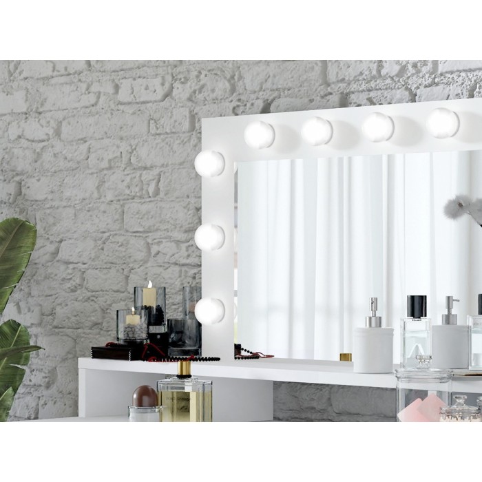 Coiffeuse design avec éclairage intégré collection VERSAILLE coloris blanc finitions brillantes