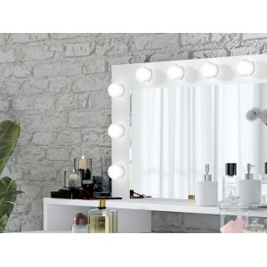 Coiffeuse design avec éclairage intégré collection VERSAILLE coloris blanc finitions brillantes