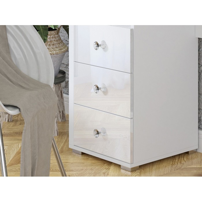 Coiffeuse design avec éclairage intégré collection VERSAILLE coloris blanc finitions brillantes