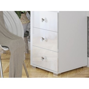 Coiffeuse design avec éclairage intégré collection VERSAILLE coloris blanc finitions brillantes