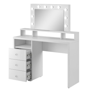 Coiffeuse design avec éclairage intégré collection VERSAILLE coloris blanc finitions brillantes