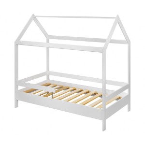 Lit cabane pour enfant 80x160 collection MOGWAI. coloris blanc.