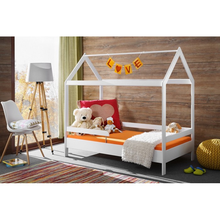 Lit cabane pour enfant 80x160 collection MOGWAI. coloris blanc.